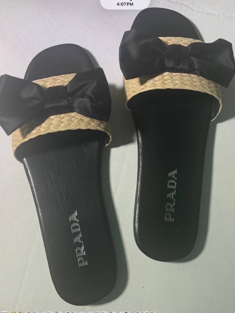 PRADA LEATHER SANDALS WITH BOW